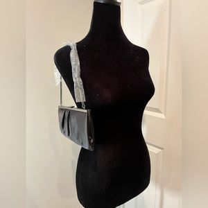 NEW Ann Taylor LOFT Black & Red Satin Cocktail Clutch Purse